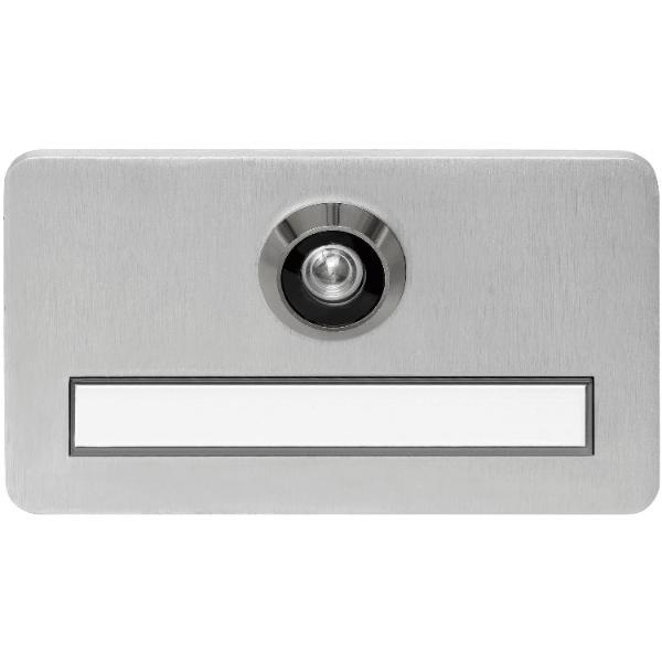 SOLIDO Namensschild m. Türgucker, Linse 200°, silber, brandschutztauglich