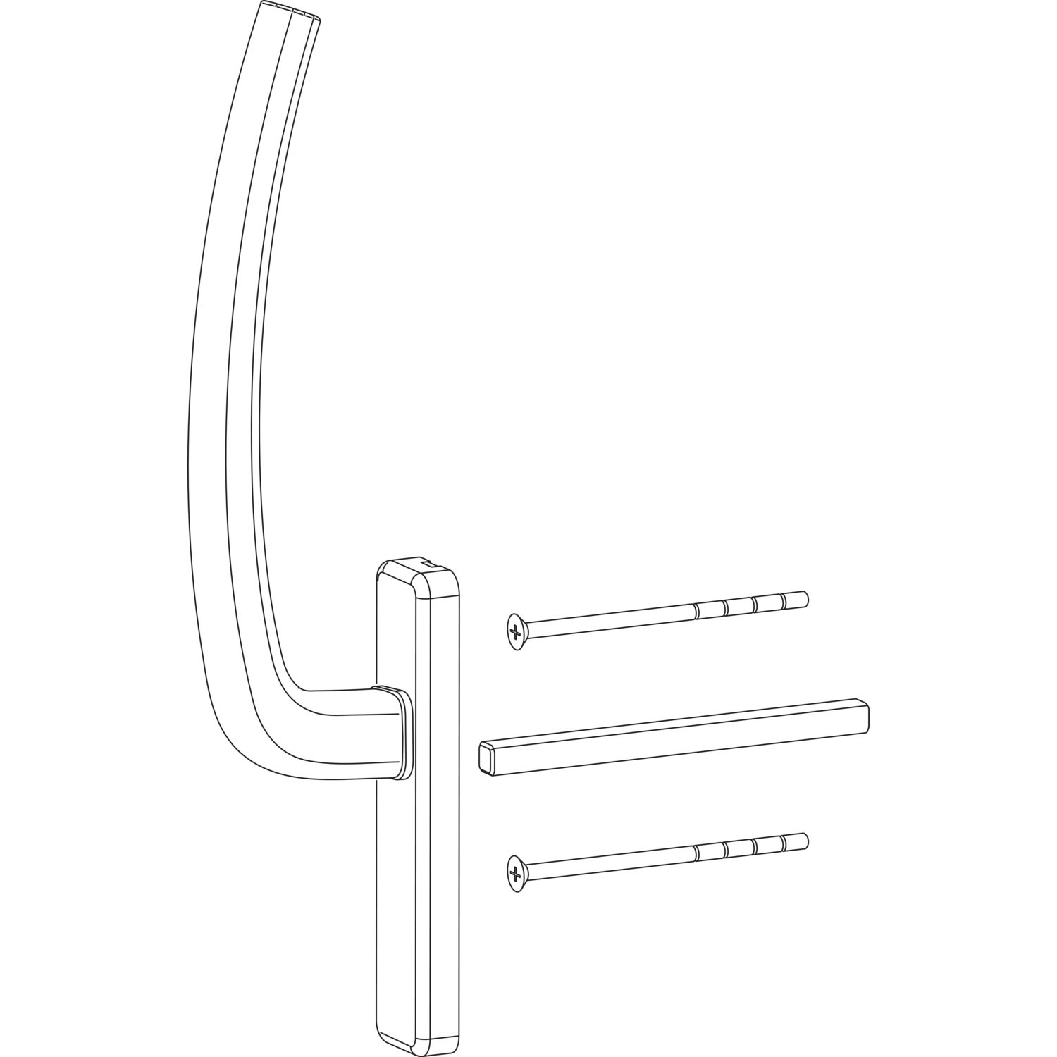 HAUTAU ATRIUM HS Griff innen mit Vierkantstift Türstärke 68-80mm Alu weiß RAL 9016