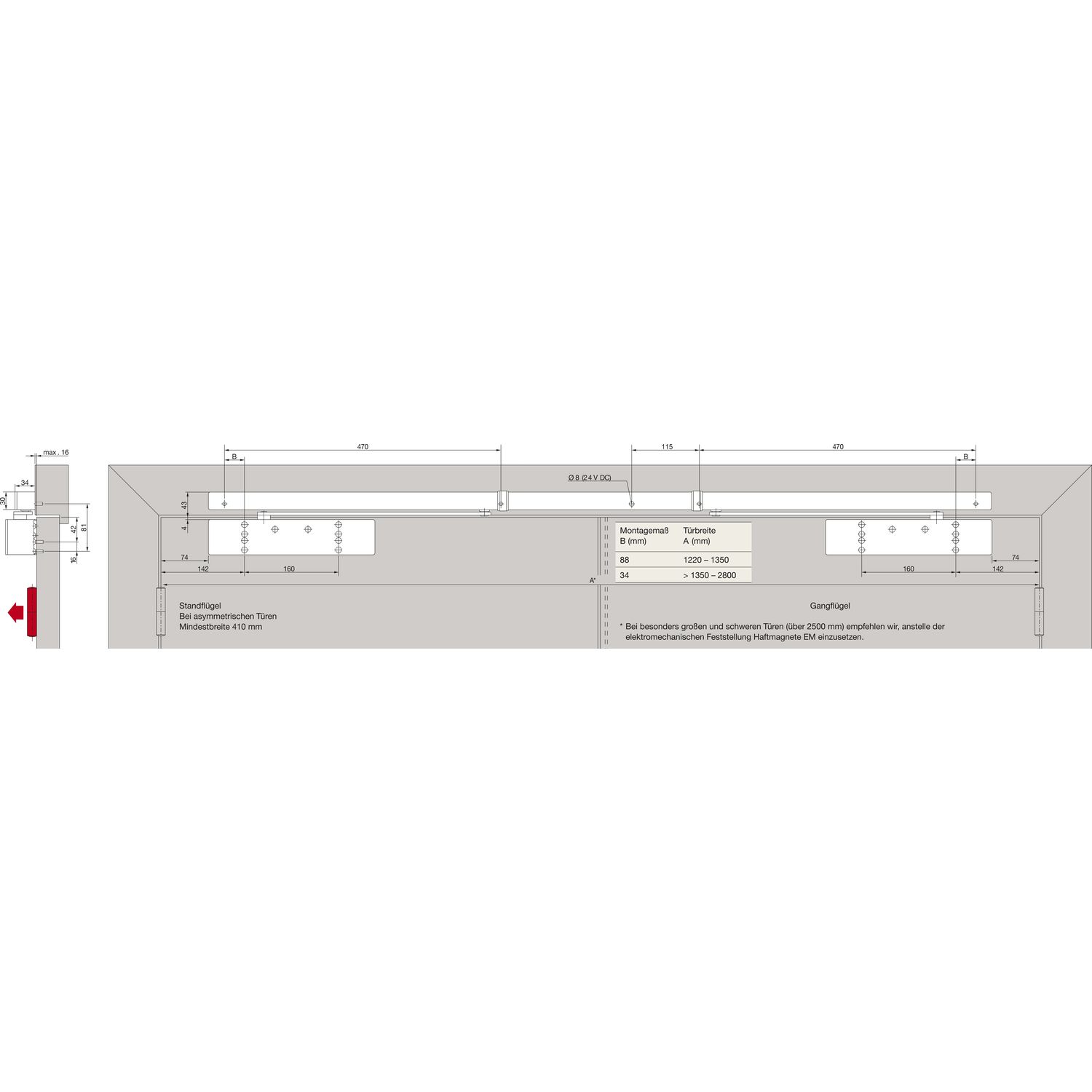 dormakaba Türschließer TS 98 XEA GSR-VL, EN 1-6, mit Gleitschiene, silber