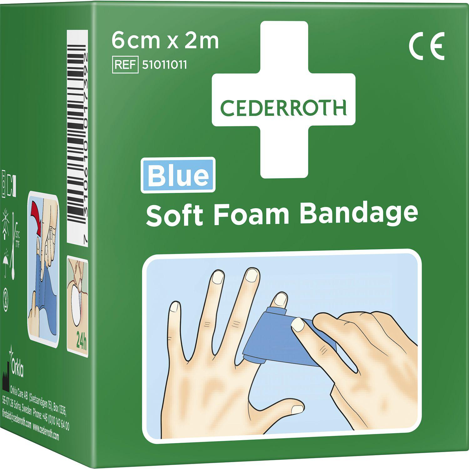 Cederroth Soft Foam Bandage Rolle Farbe blau Länge 200 cm Breite 6 cm