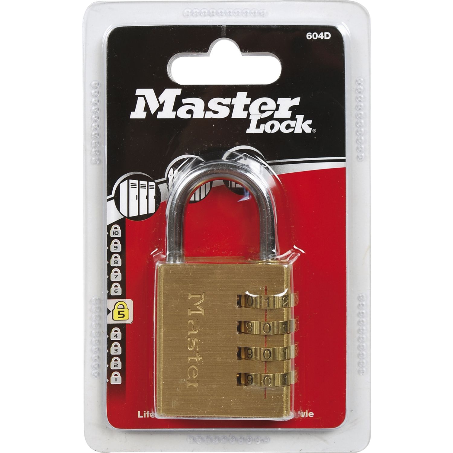 Master Lock Vorhangschloss 604 EURD Zahlenschloss, 40 mm,Messing Finish SB