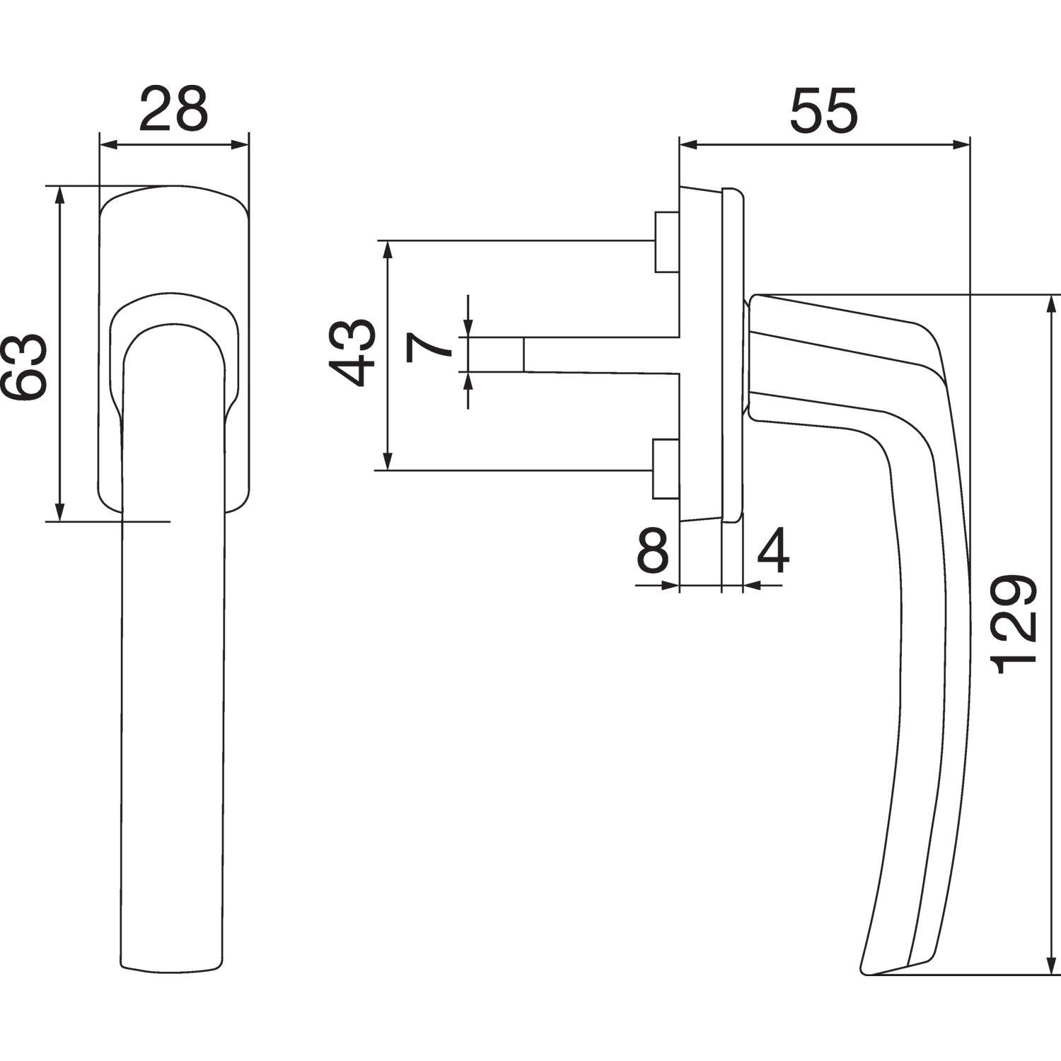 Maco #24424 Fenstergriff HARMONY Vierkant 7x35mm Alu titan eloxiert
