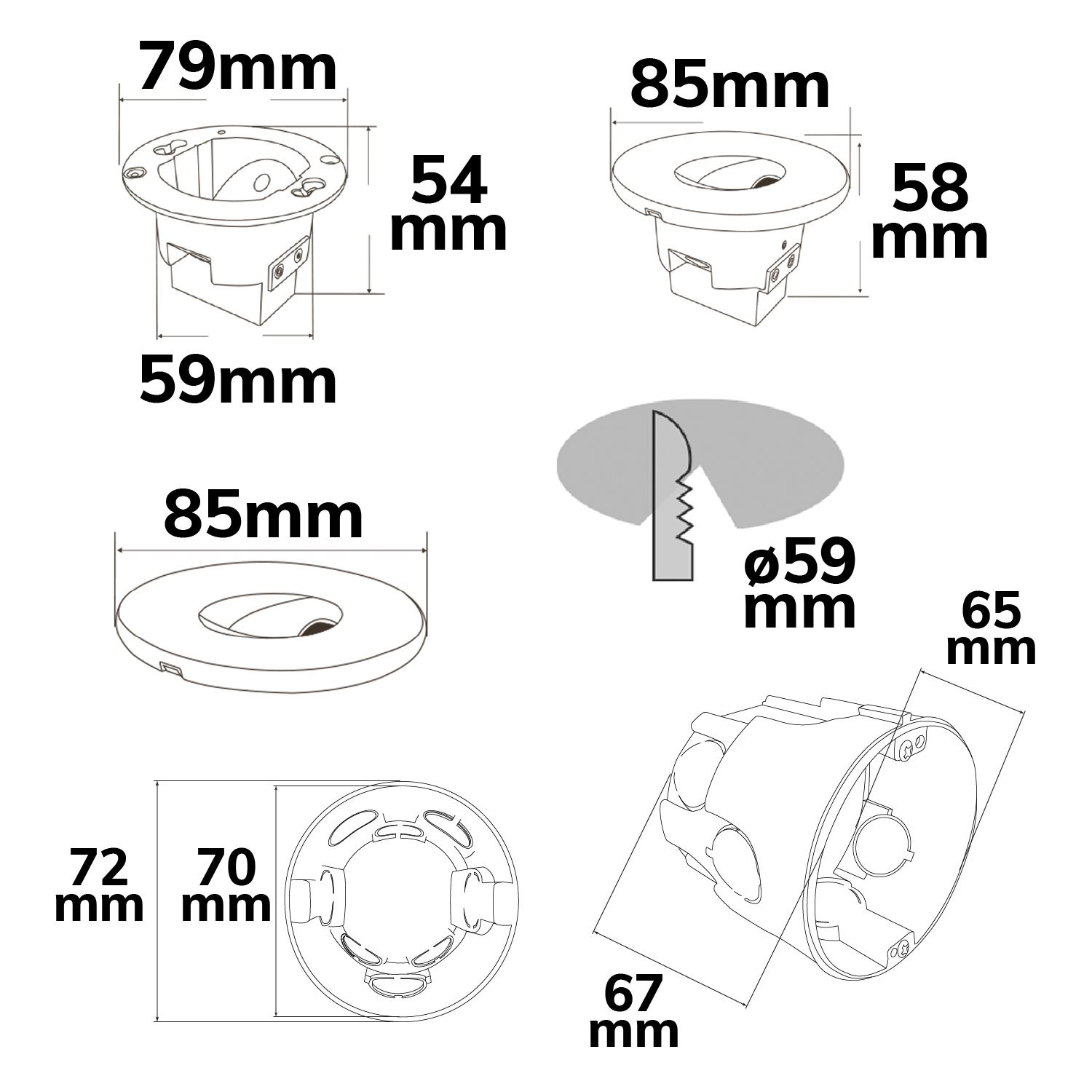 ISOLED LED Wandeinbauleuchte Sys-Wall68 230V 3W ColorSwitch 3000|4000|6000K inkl. Dose/exkl. Cover
