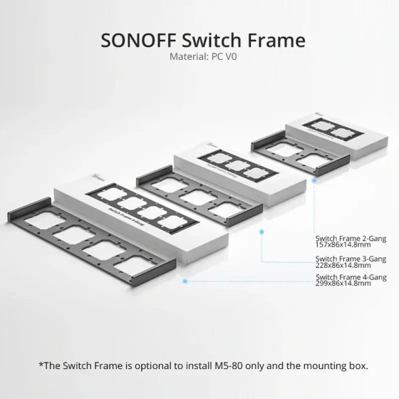 Sonoff Rahmen für Wandschalter M5 80 4fach graphite