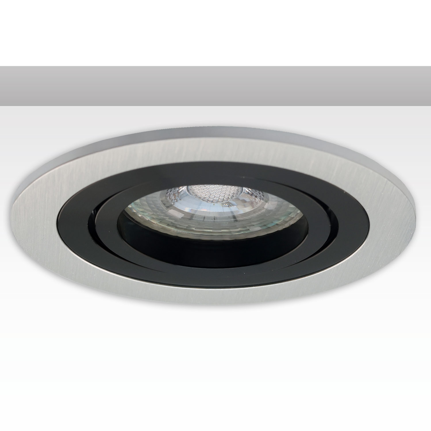ISOLED Einbaurahmen rund Loch 80mm Alu gebürstet + schwarz für GU10/MR16 Spots