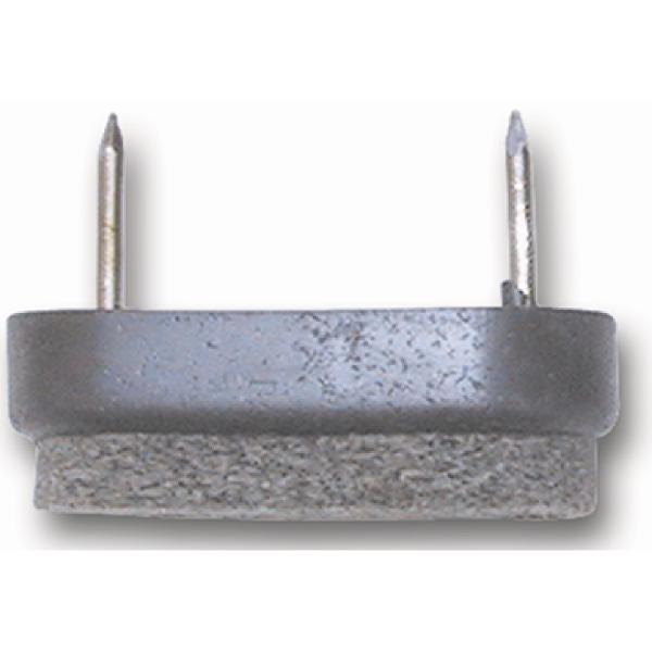 Nagelgleiter mit Filzauflage und 2 Einschlagstiften, oval, 38x18, KS grau