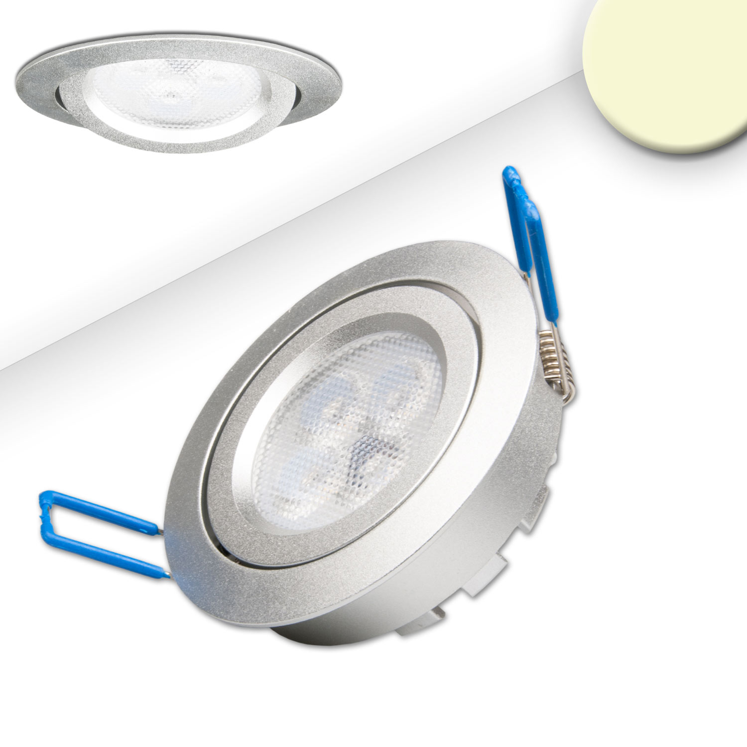 ISOLED LED Einbaustrahler silber 8W 72° rund warmweiß dimmbar
