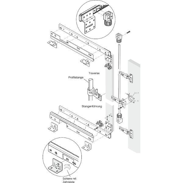 Accuride 1316 Synchronsteuerung, Schienenlänge 500 mm