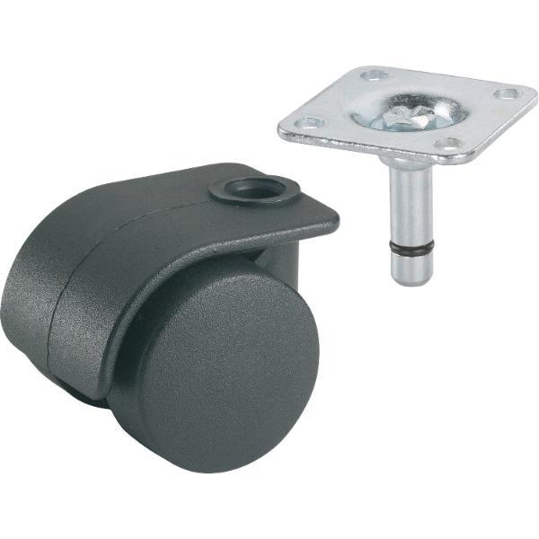 Dörner + Helmer Doppel-Lenkrolle Container Kunststoff-Rad schwarz 35 mm 70 kg