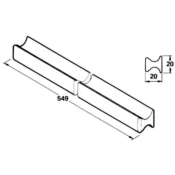 Standard Griffleiste Breite 538mm Höhe 20mm Nord. Fichte roh