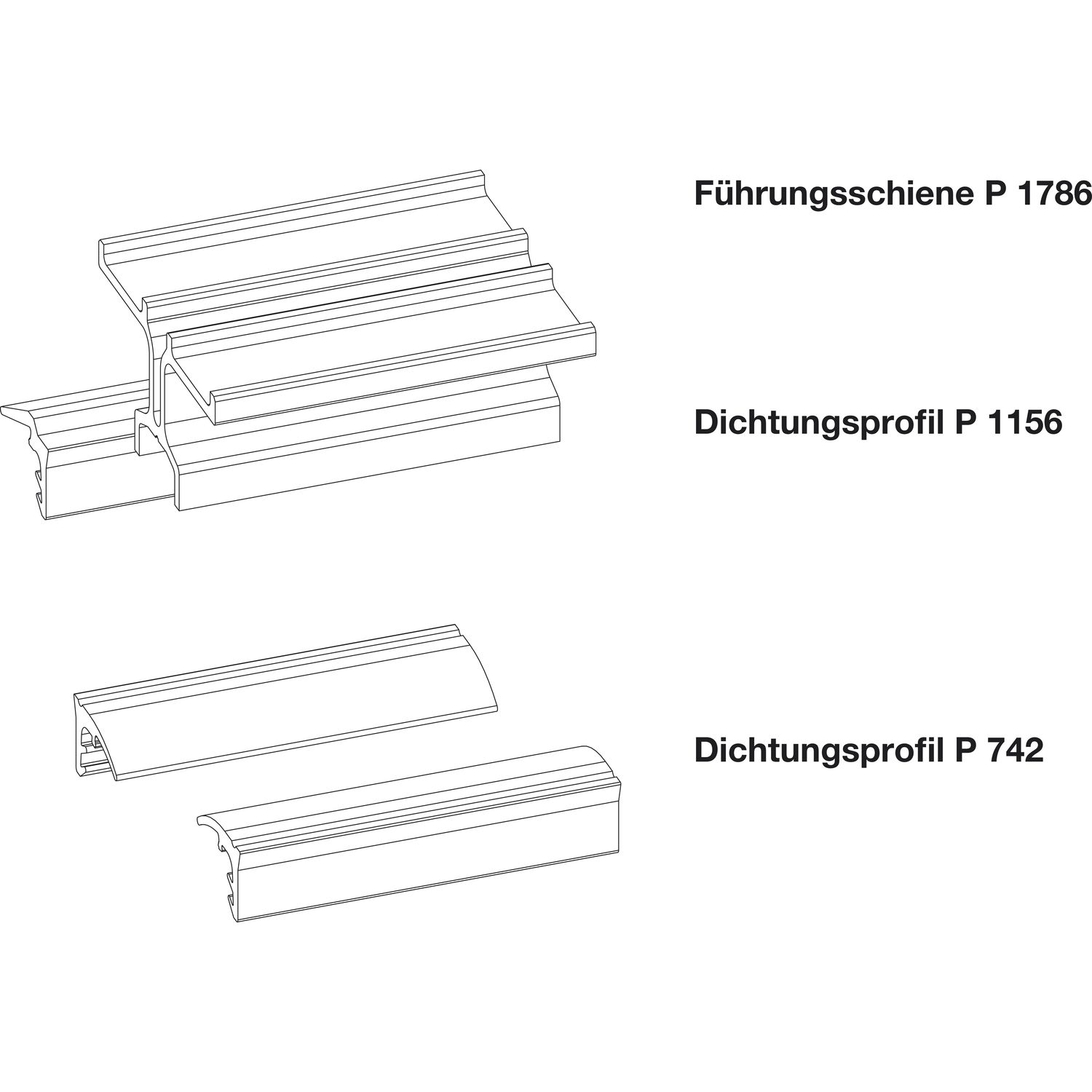 GU HS Führungsschienen-Set oben P1786 L=3000 mm silber eloxiert