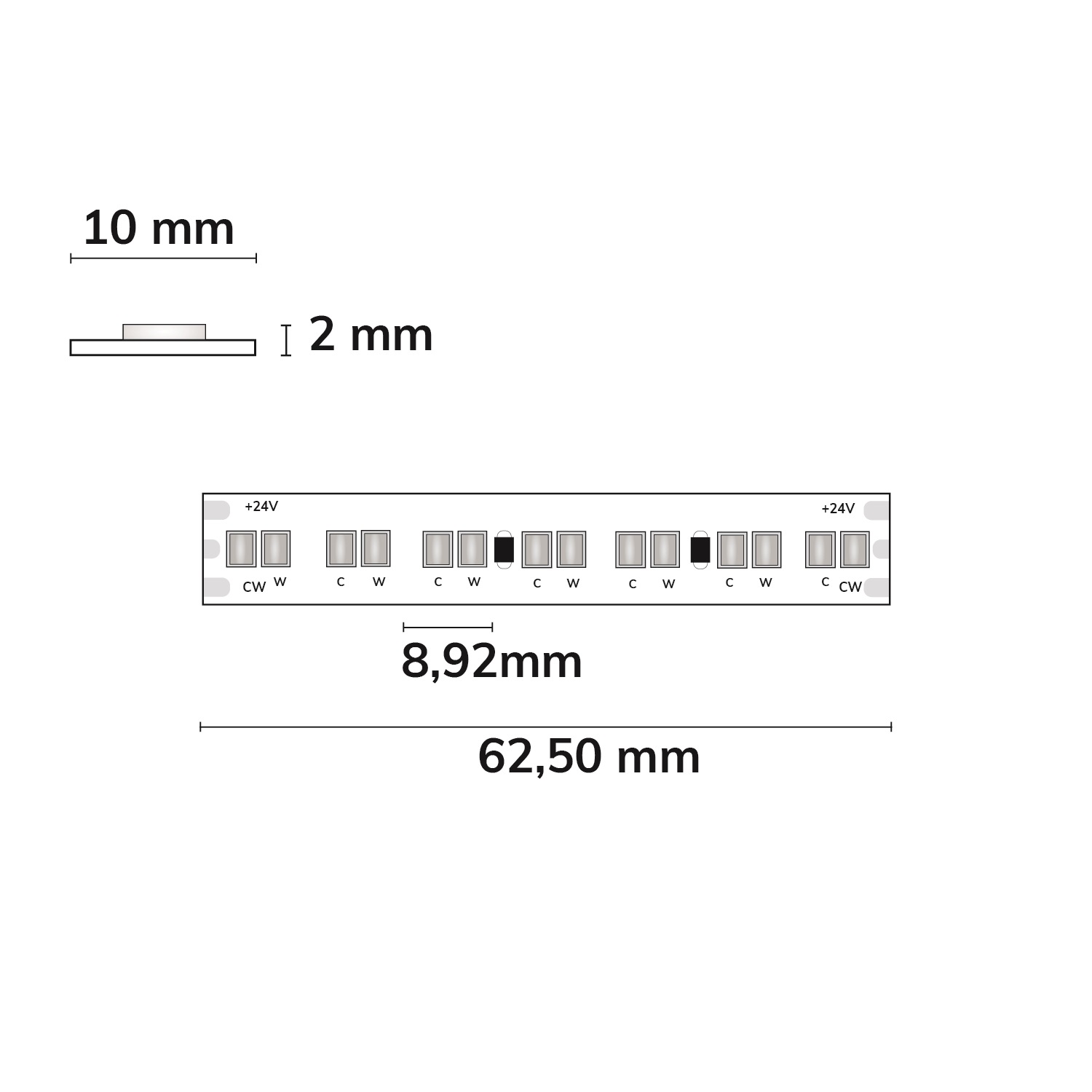 ISOLED LED HEQ922/960 Linear CCT Flexband 24V DC 15W kw | 15W ww 140lm/W IP20 5m Rolle 224 LED/m