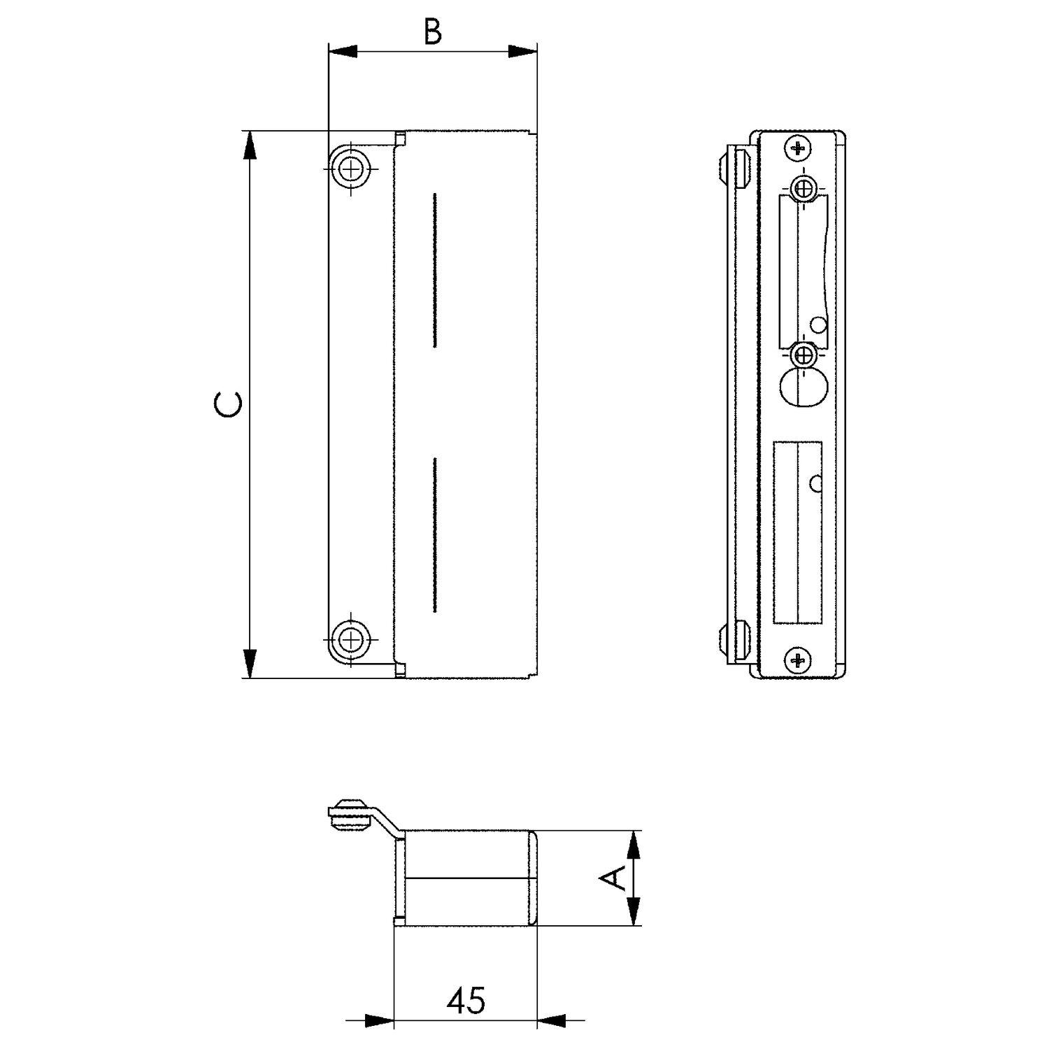 AMF Gegenkasten N147BNIG zu Spezialschloss 141UNIG, 173x45x40 mm, Edelstahl V2A