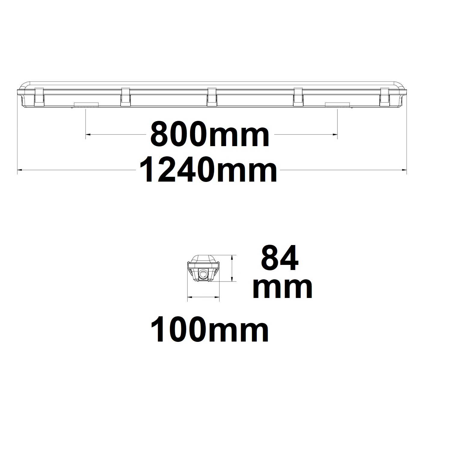 ISOLED LED Wannenleuchte 120cm IP65 PowerSwitch 22-40W 6000K