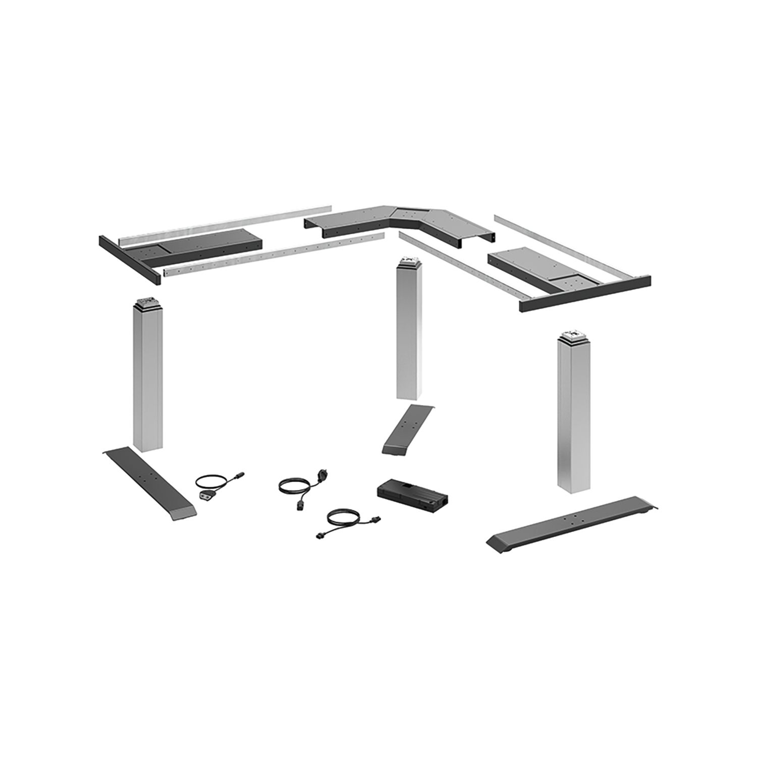 HETTICH LegaDrive Tischgestell-Set 90° Winkel silber graphit