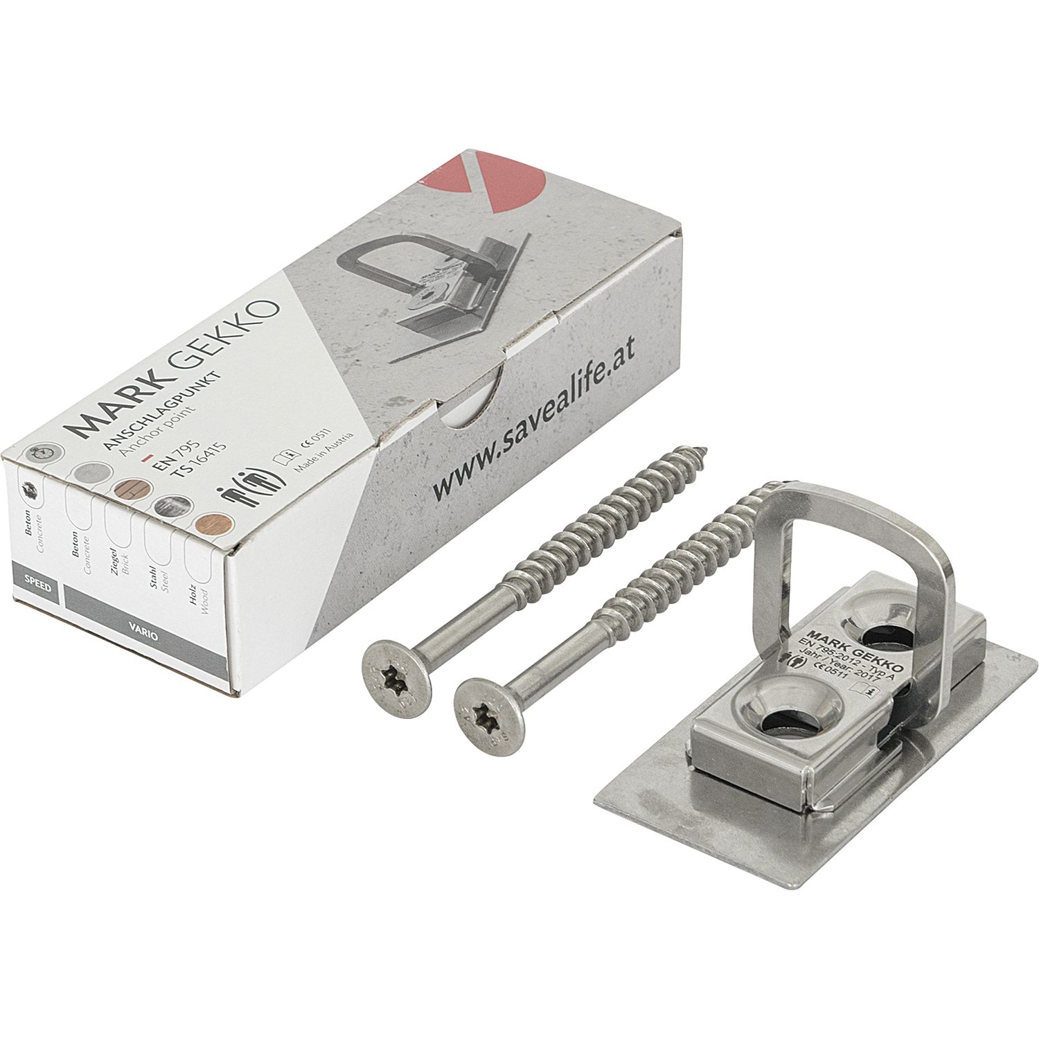 MARK Anschlagpunkt Gekko Vario EN795 95x50x14 mm zum Einsatz in Holz