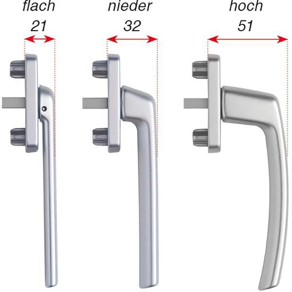 Maco #105665 Balkontürgriffhalbgarnitur HARMONY außen hoch silber eloxiert