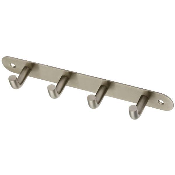 Garderobenleiste Sepa mit 4 Haken, Breite 220 mm, Edelstahl gebürstet