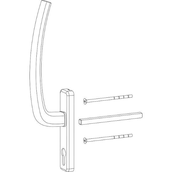 HAUTAU ATRIUM HS Griff Profilzylinder innen mit Vierkant Türstärke 68-80mm Alu silber eloxiert
