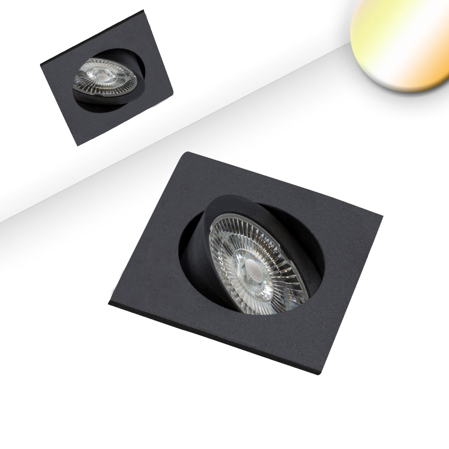 ISOLED LED Einbauleuchte Sunset Slim68 schwarz eckig 9W 1800-2800K Dimm-to-warm