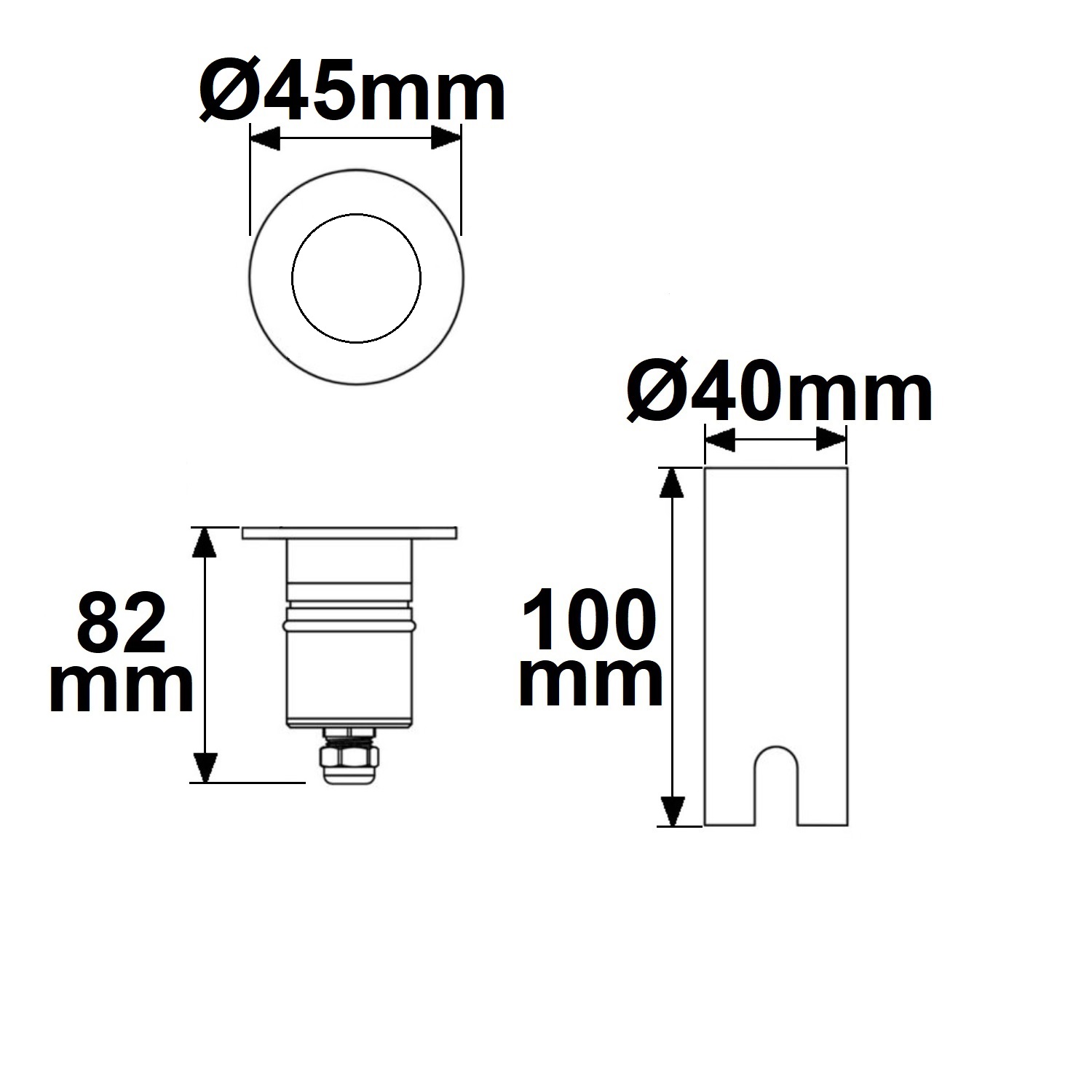 ISOLED LED Bodeneinbaustrahler rund 45mm Edelstahl 12-24V IP67 3W 30° warmweiß