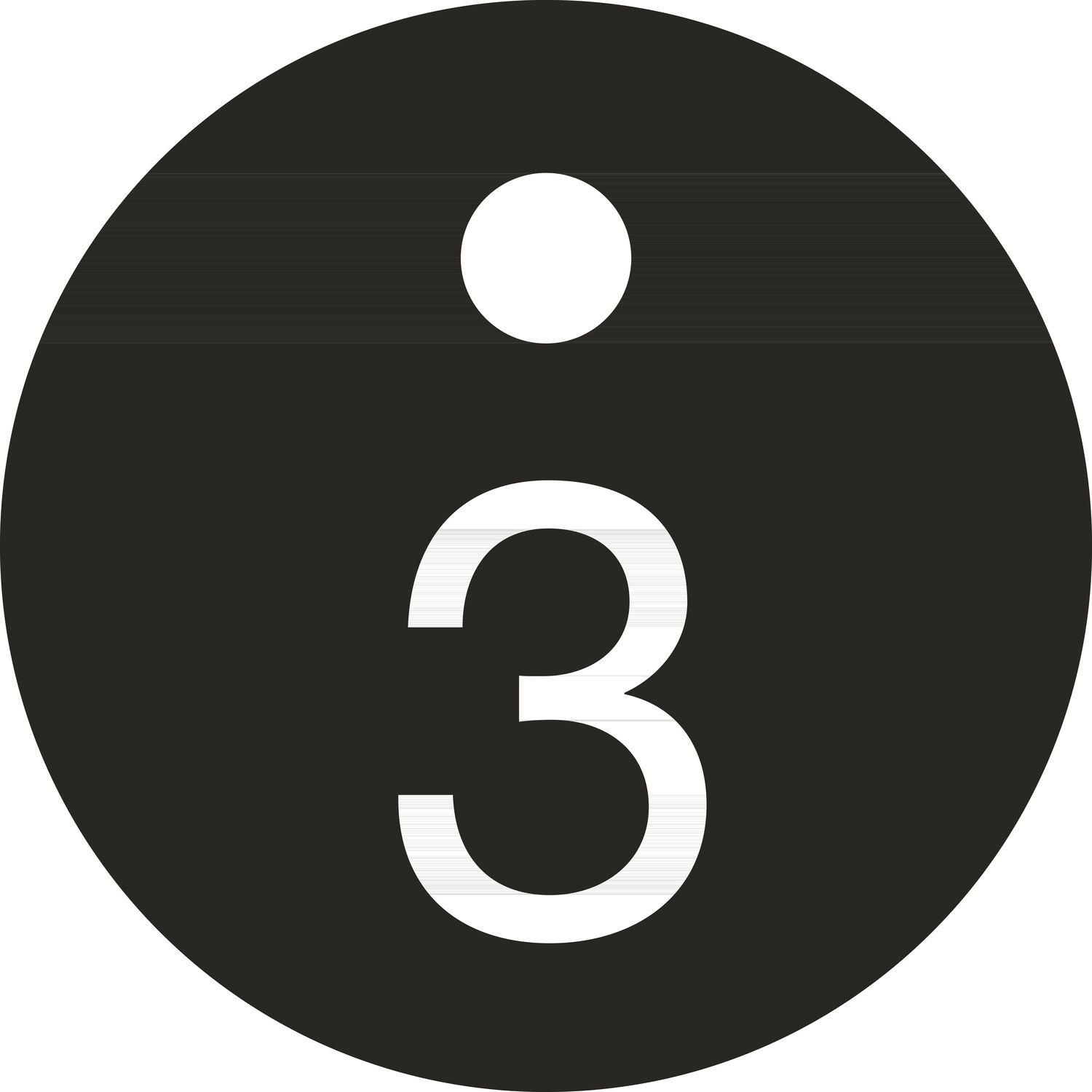 ninka Schlüsselnummer - ø 25, Nummer 3, Aluminium schwarz eloxiert