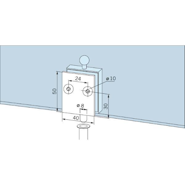DORMA-Glas Feststellriegel 12.318 mit Bodenbuchse für 8-10mmGlas,silber eloxiert