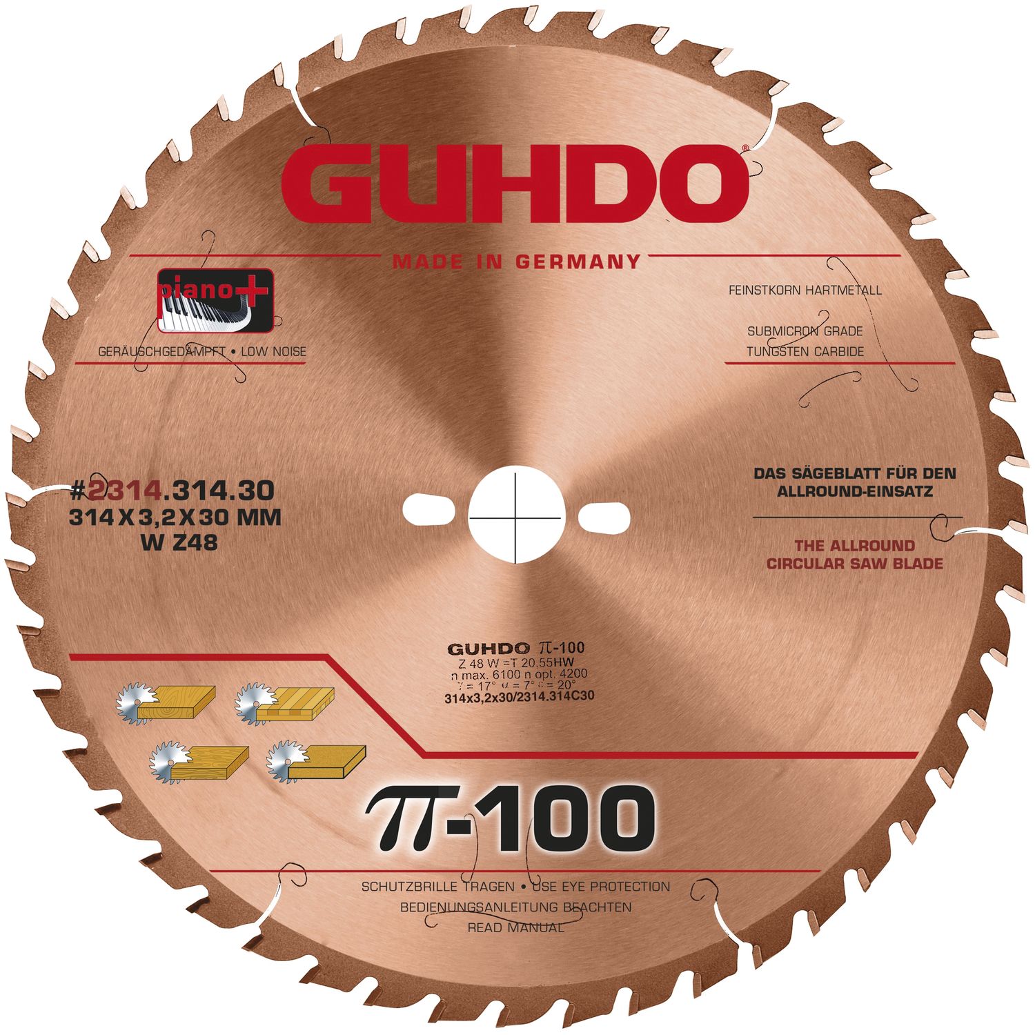 GUHDO Allround-Kreissägeblatt 314x3,2x30 mm Z48 WZ