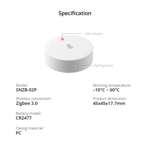 Sonoff Zigbee Temperatur- und Feuchtigkeitssensor SNZB-02P