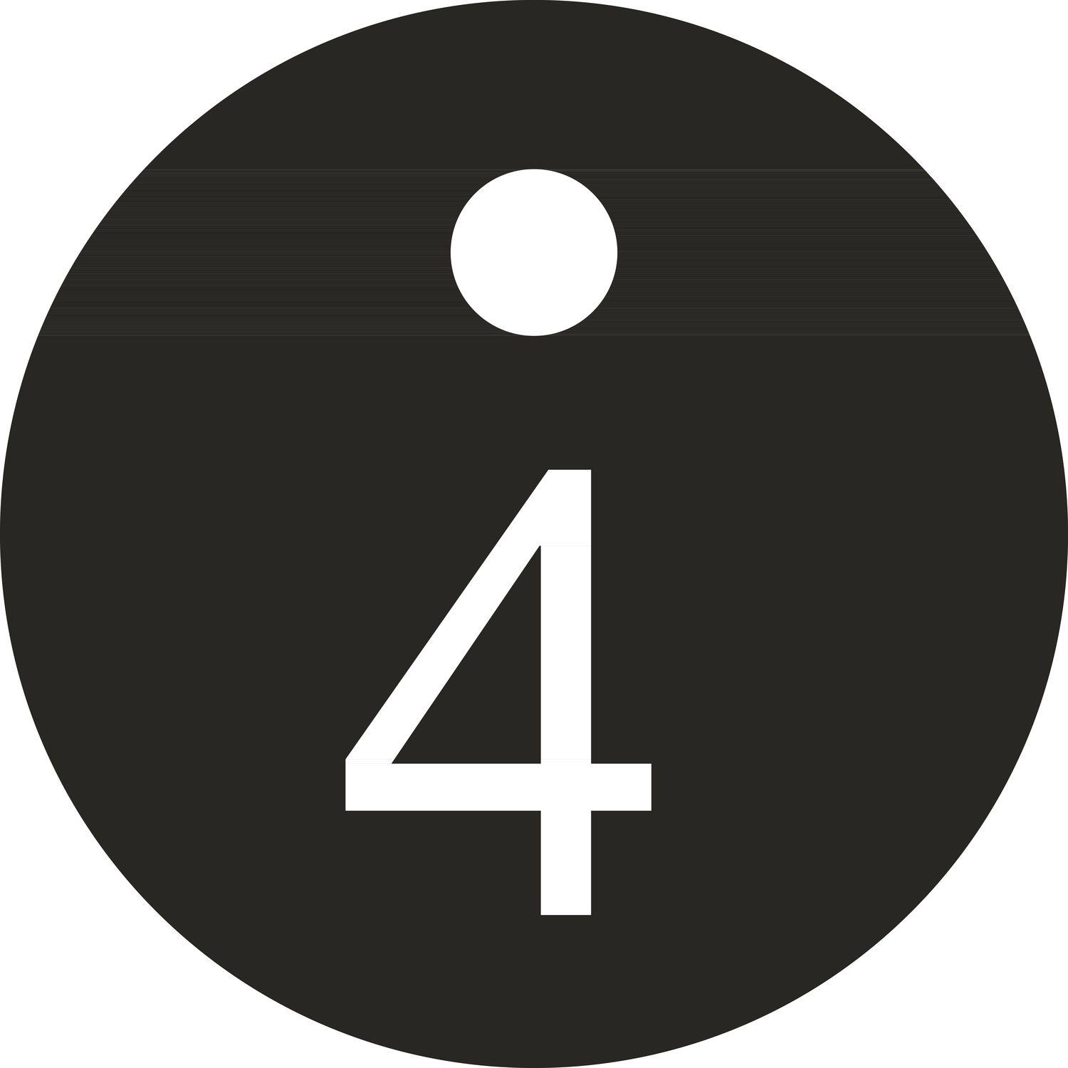 Schlüsselnummer - ø 25, Nummer 4, Aluminium schwarz eloxiert