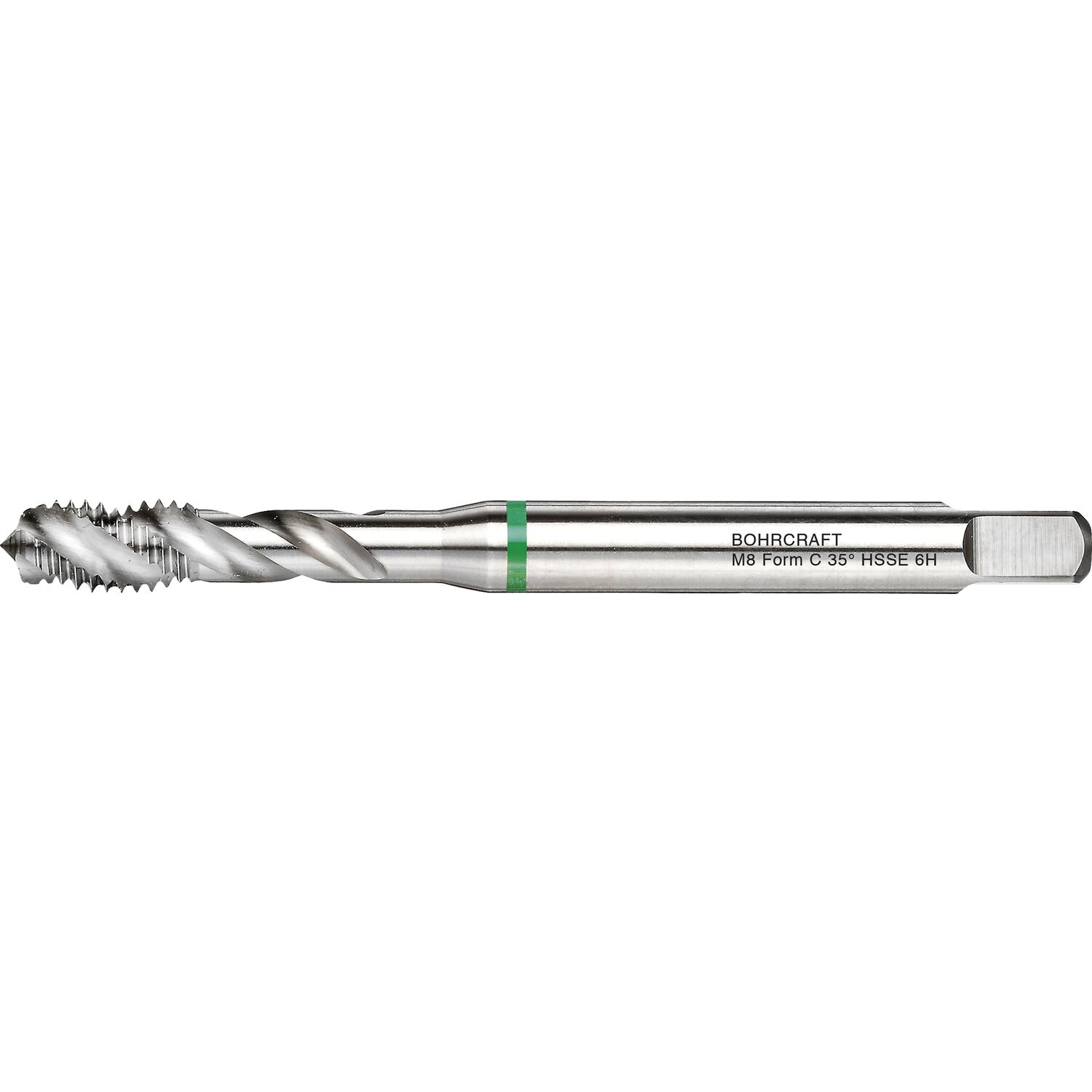 Bohrcraft Maschinengewindebohrer 40º RSP DIN371 M8 verstärkter Schaft Grünring