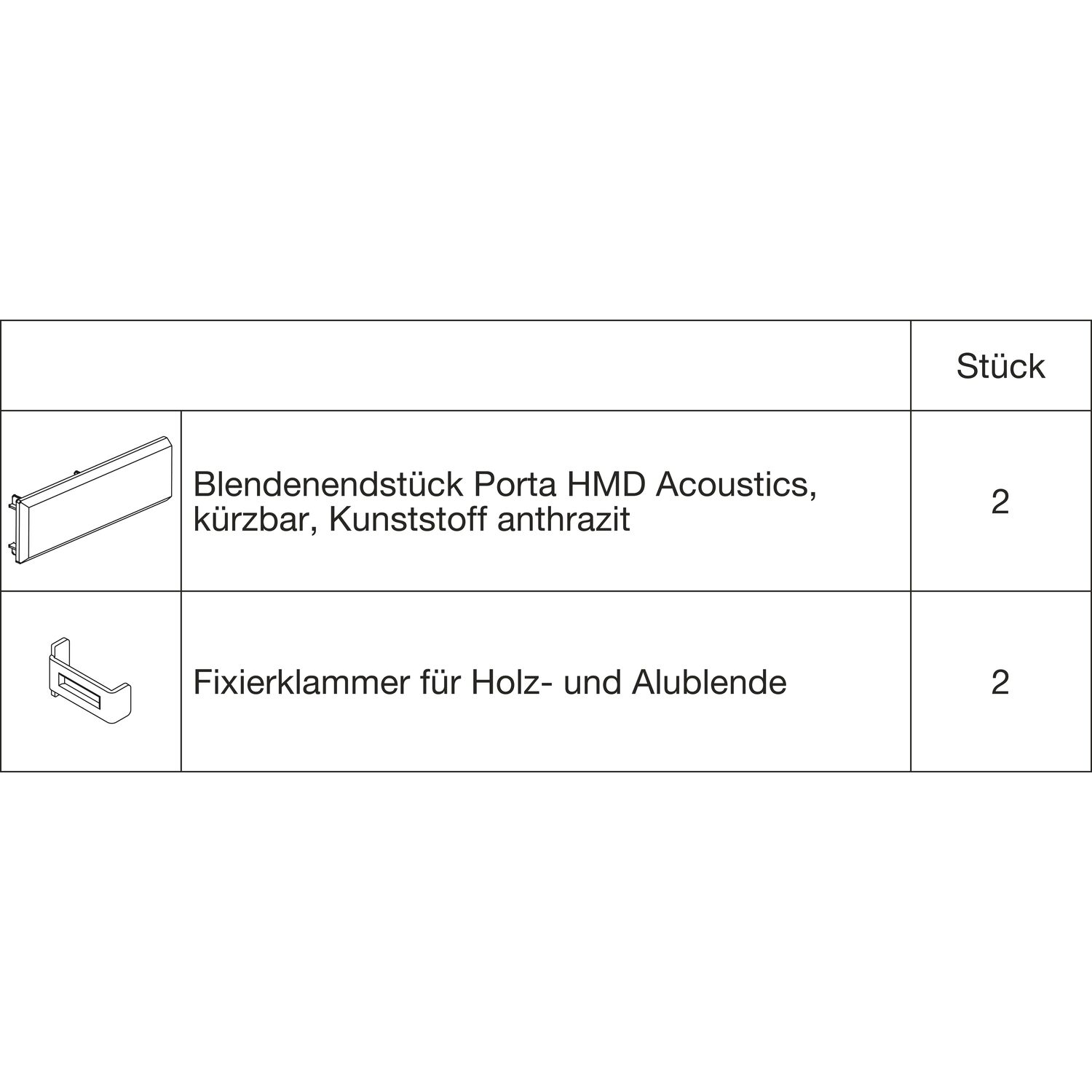 HAWA Porta 100/HMD Acoustics Abdeckkappen-Set Kunststoff anthrazit
