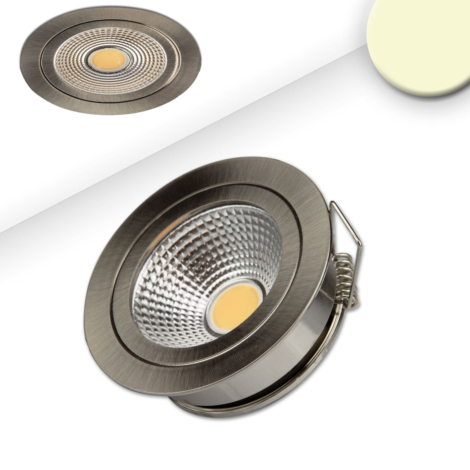 ISOLED LED Einbaustrahler COB mit Reflektor 5W 60° nickel geb. warmweiß