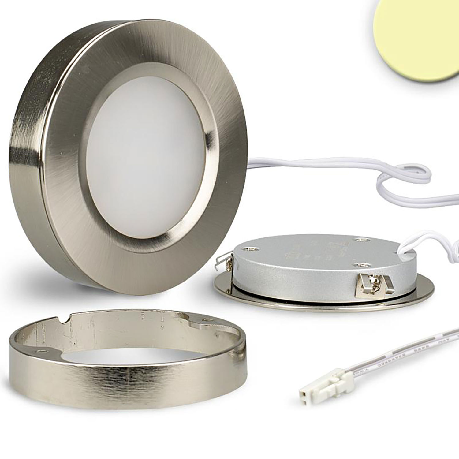 ISOLED LED Slim Ein- und Unterbauleuchte MiniAMP silber 3W 24V DC IP52 warmweiß dimmbar