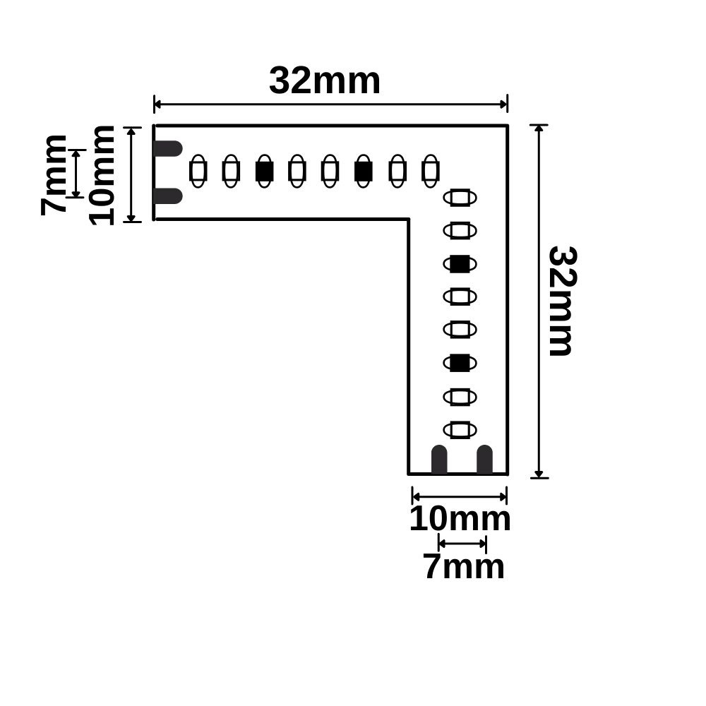 ISOLED Eckverbindung leuchtend 1,5W für CRI919/940 MiniAMP CCT Flexband 2 polig 12V DC 7W+7W IP20