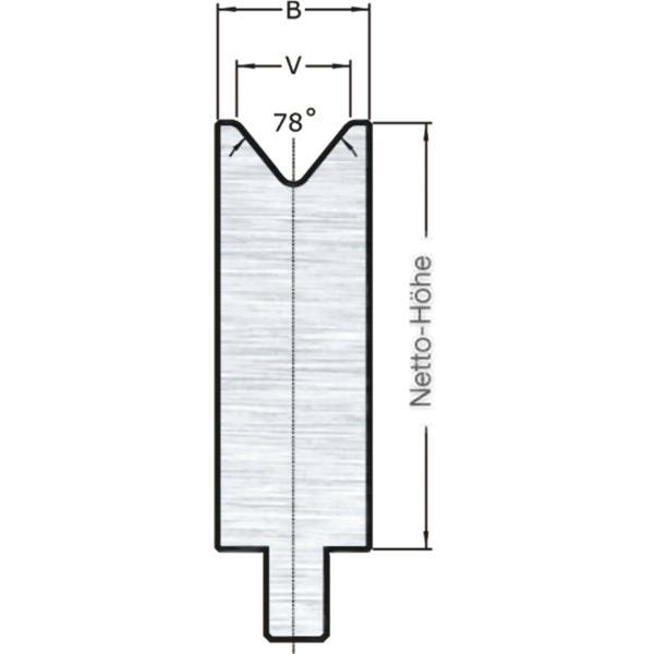 LVD Stone-Radius bei Standard 1-V-Matrize V=80 L=550 78° 2300kN 12-teilig