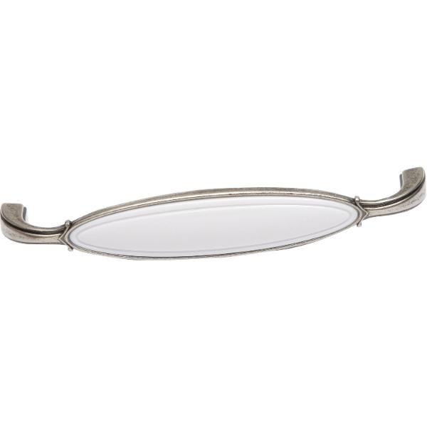 SIRO Griff Anaheim Lochabstand 128mm zink/Kunststoff altsilber/weiß