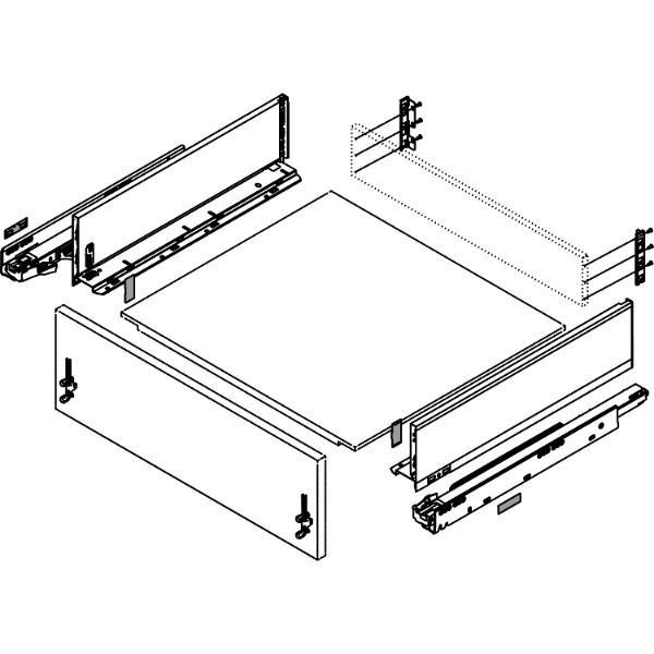 blum LEGRABOX pure SET Höhe K, TIP-ON , 70kg, NL 600, Seidenweiß