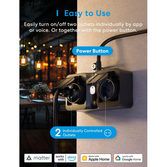 Meross Smarter Stromverteiler outdoor IP44 WiFi Matter