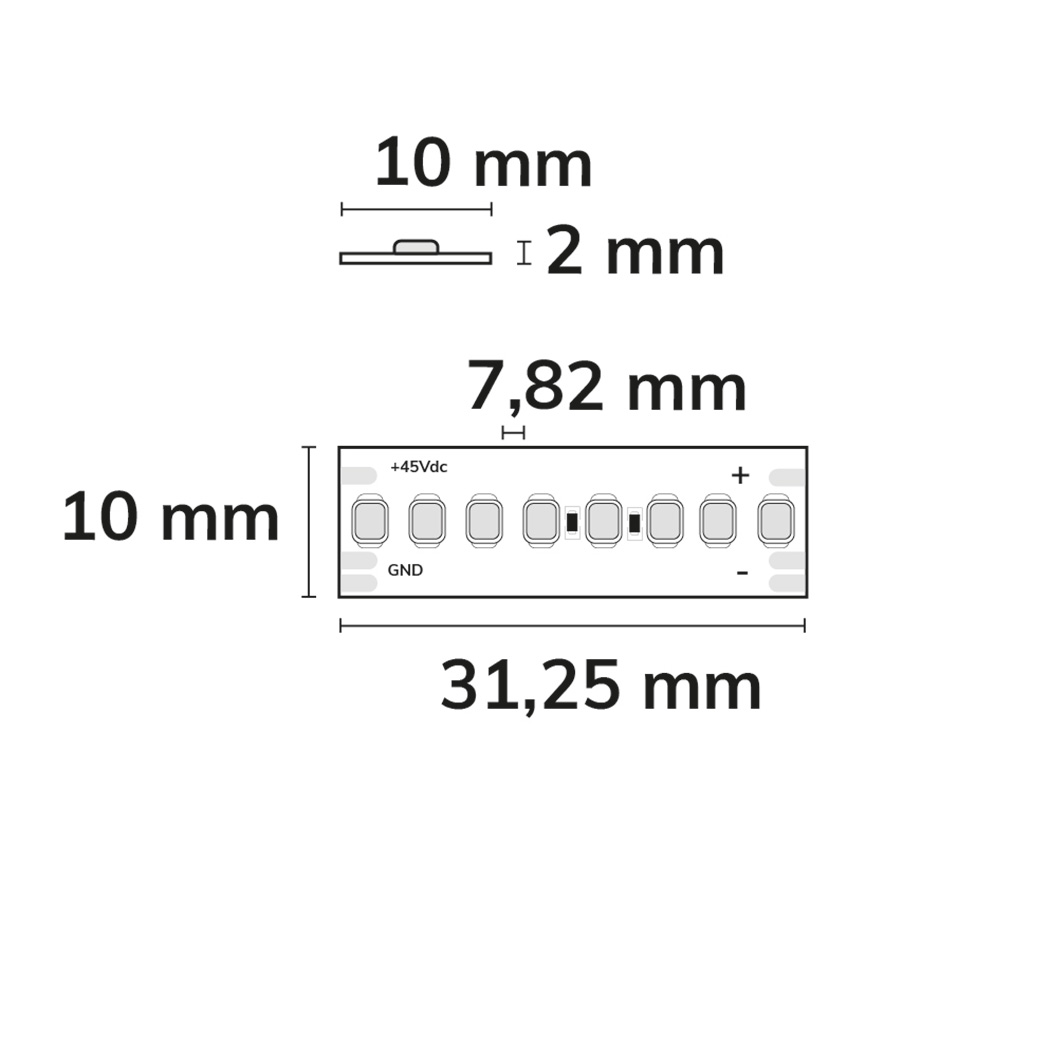 ISOLED LED HEQ918/940 Linear CCT Flexband 48V DC 6W ww + 6W nw IP20 130 lm/W 5m Rolle 256 LED/m