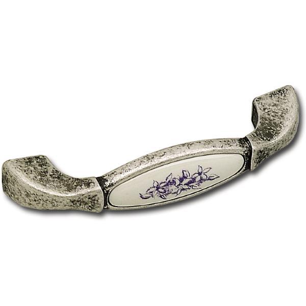 Citterio Line Griff Tampa Lochabstand 96mm zink/Kunststoff altsilber/Blume blau