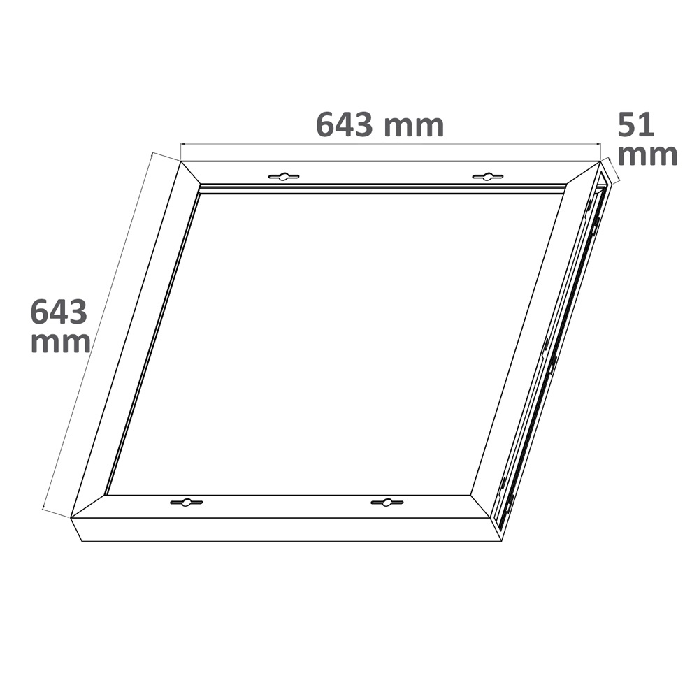 ISOLED Aufbaurahmen weiß RAL 9016 Höhe 5cm für LED Panels 625x625 vormontiert zur Schnellmontage