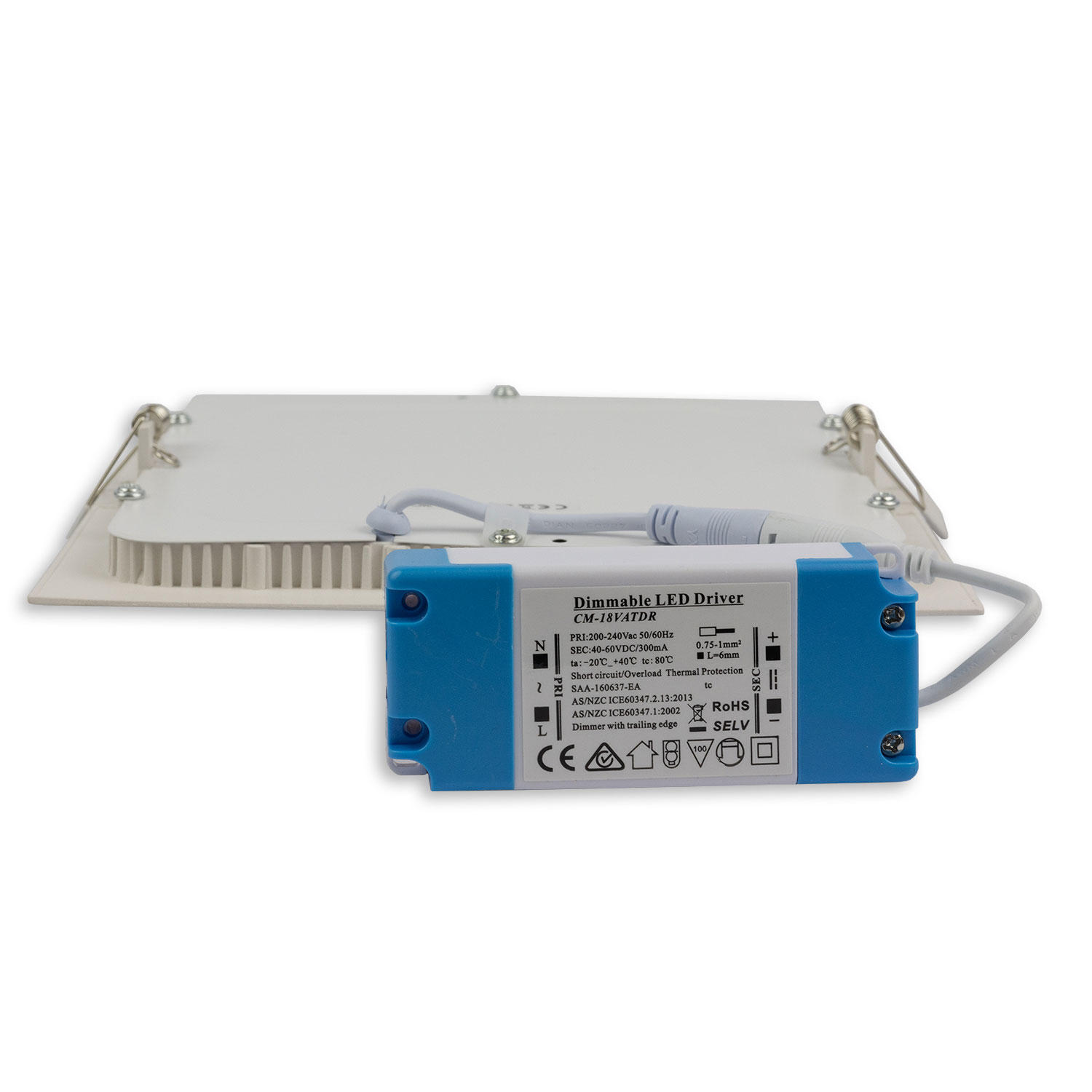ISOLED LED Downlight 15W eckig ultraflach blendungsreduziert weiß warmweiß dimmbar CRI90
