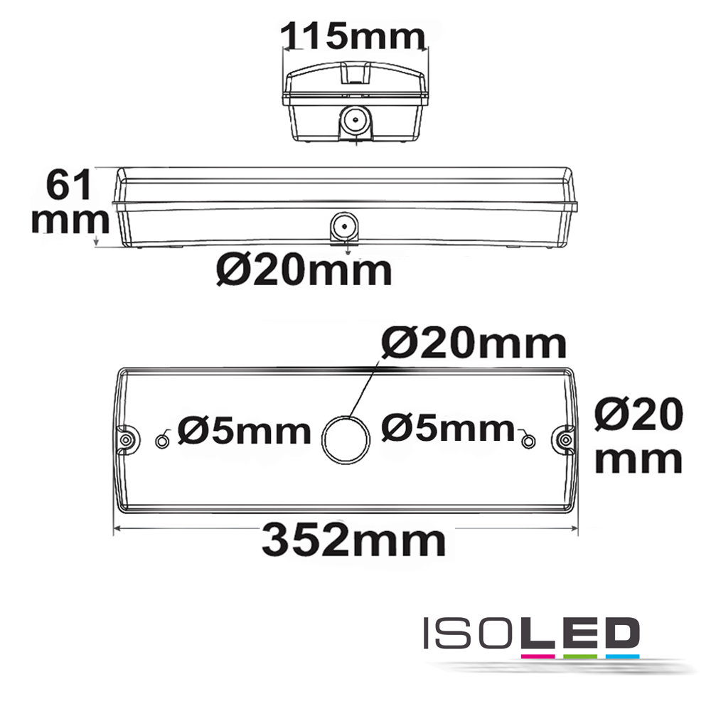 ISOLED LED Notlicht/Fluchtwegleuchte UNI4 Autotest 4W IP65 X0AEFG180