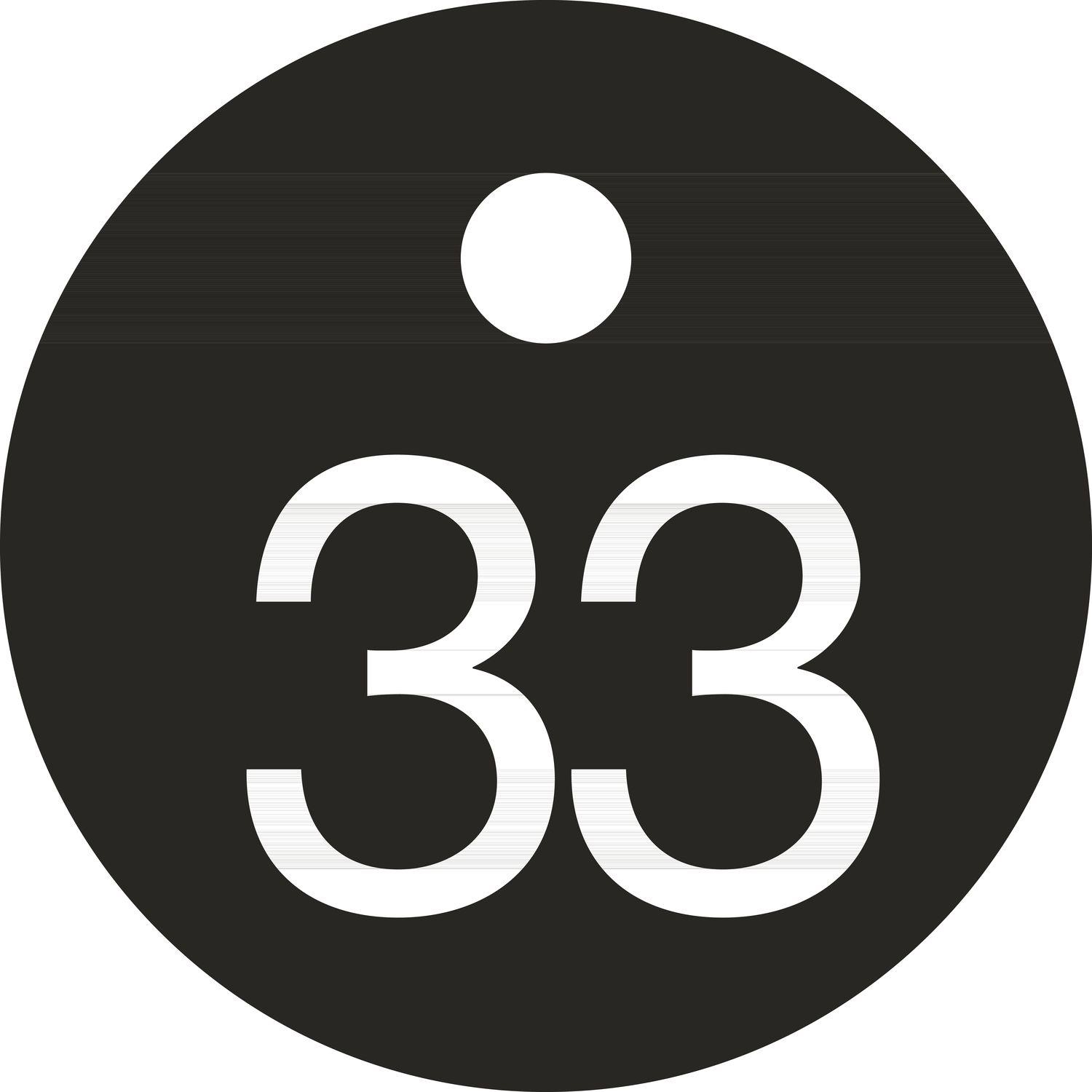 Schlüsselnummer - ø 25, Nummer 33, Aluminium schwarz eloxiert