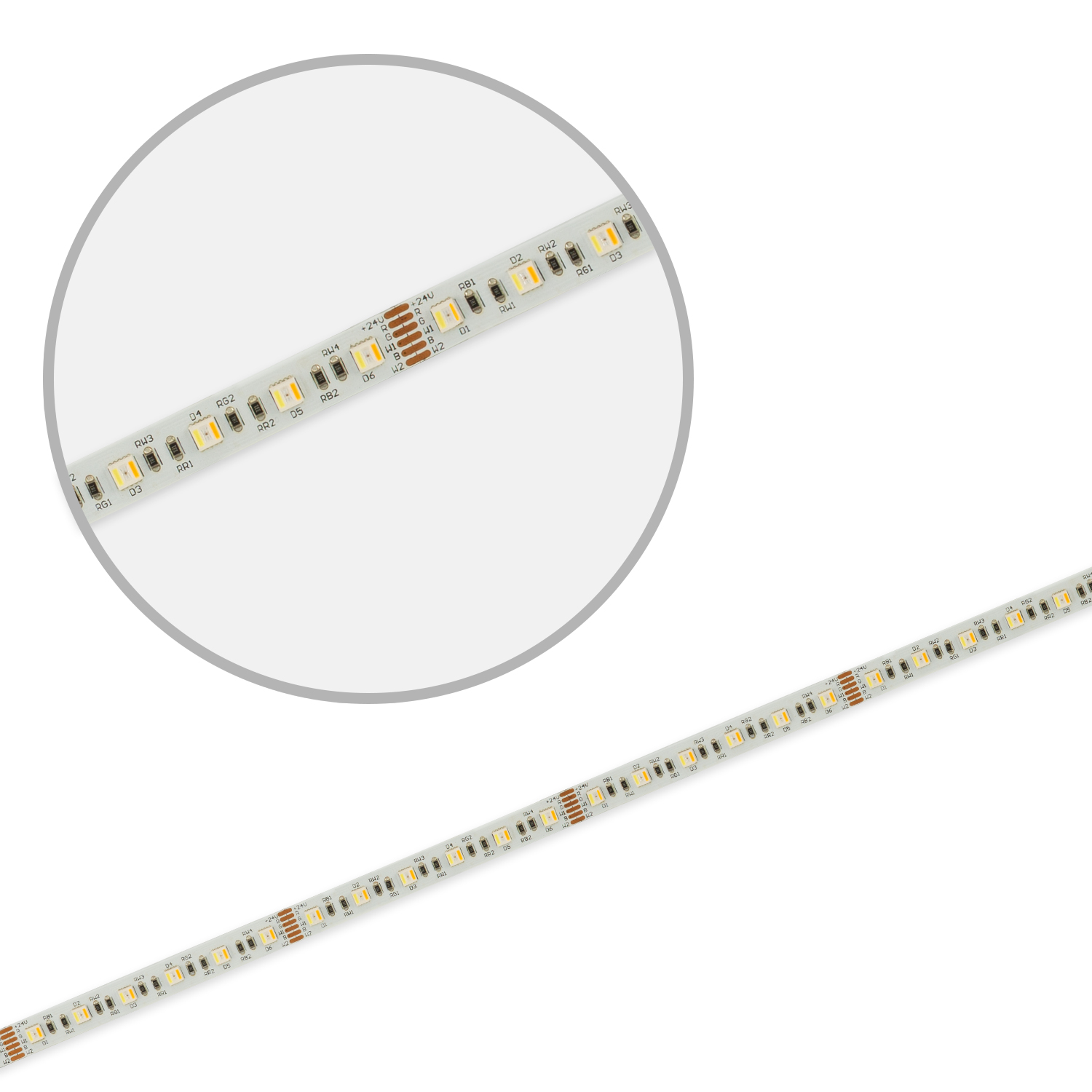ISOLED LED AQUA RGB+WW+KW CCT Flexband 24V DC 20W IP68 5in1 Chip 5m Rolle 60 LED/m