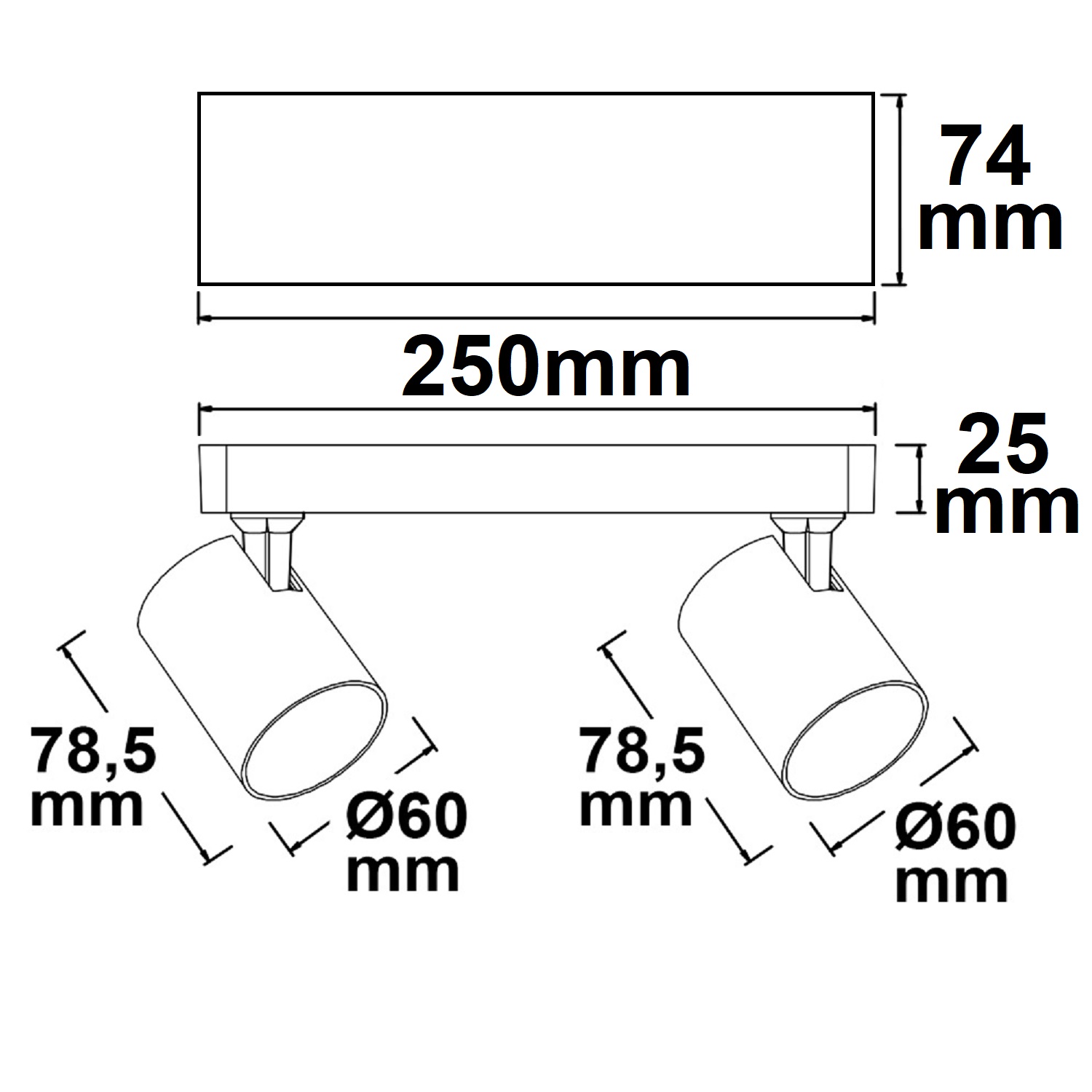 ISOLED Wand-/Deckenleuchte GU10 Dual IP20 weiß exkl. Leuchtmittel