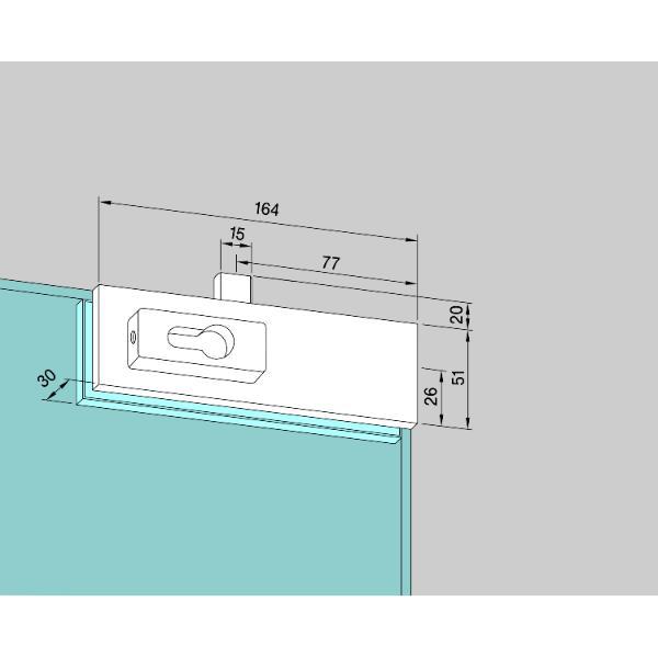 DORMA-Glas DORMA-Glas Eckschloss US 10, PZ-vorgerichtet, 10 mm, silber eloxiert (03.206)