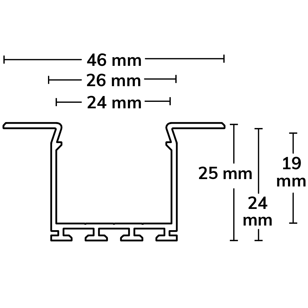 ISOLED LED Einbauprofil WING20 Flansch gerade eloxiert L: 200cm