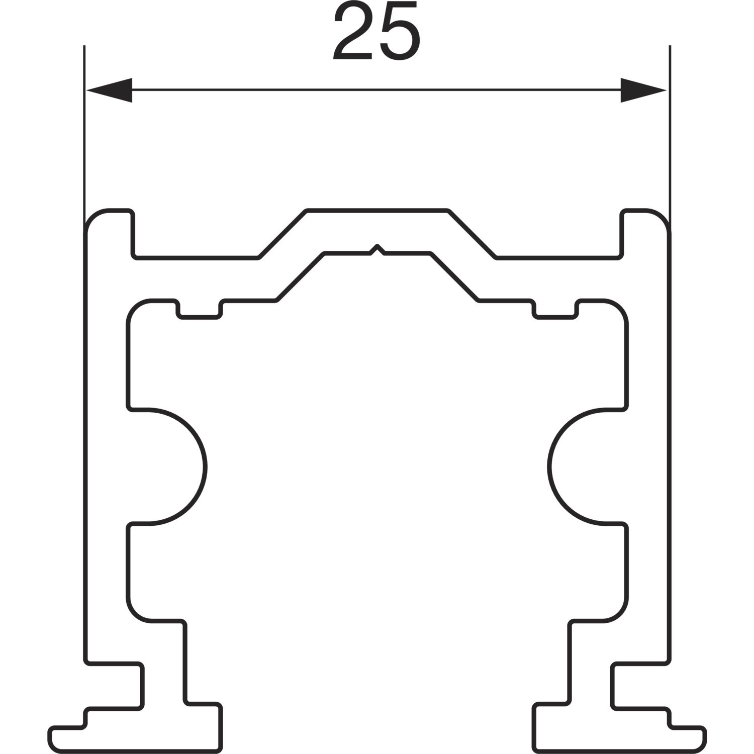 HAUTAU ATRIUM HS Führungsschiene Nr. 6, L=6500 mm, flächenbündig, Alu silber